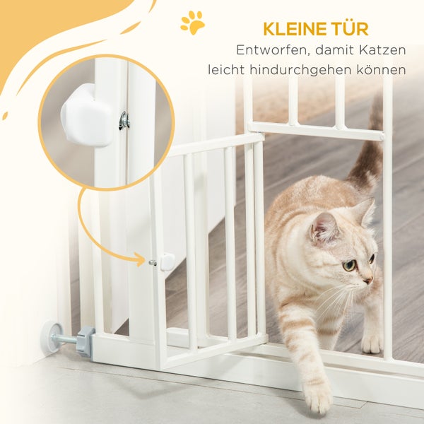PawHut Türschutzgitter, 74-80L x 3,5B x 91,4H cm, Stahl, Kunststoff, Weiß