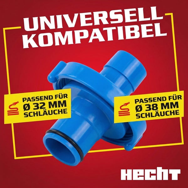 Hecht Universeller Schlauchverbinder für 32 Millimeter und 38 Millimeter Schläuche