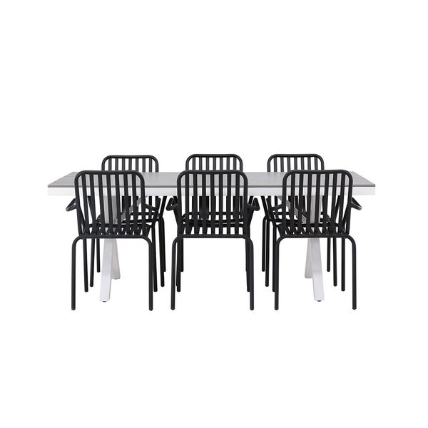 Gartentisch mit sechs Stühlen aus Metall