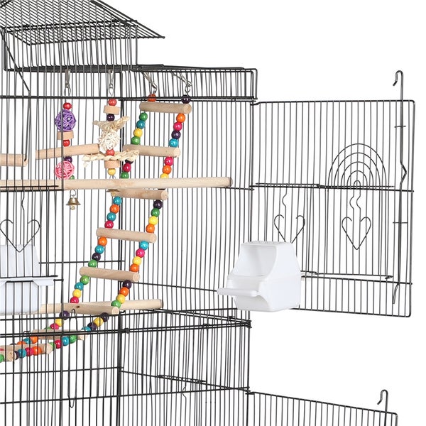 Yaheetech Vogelkäfig mit Ständer , Schwarz