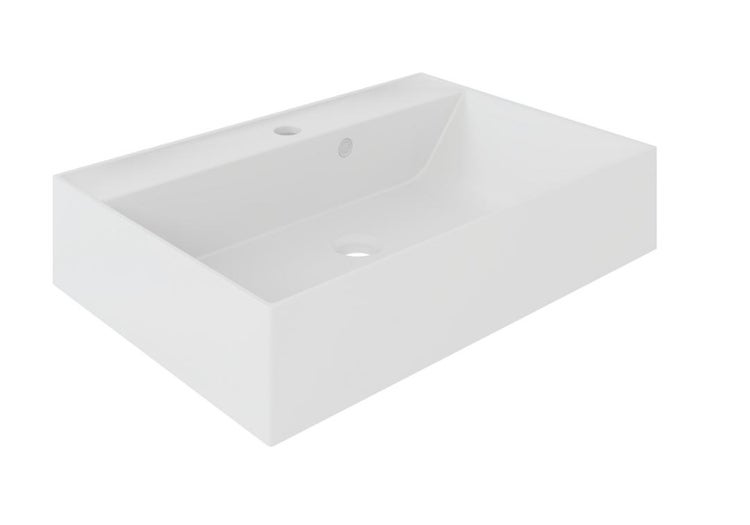Rechteckiges Aufsatzwaschbecken aus Keramik