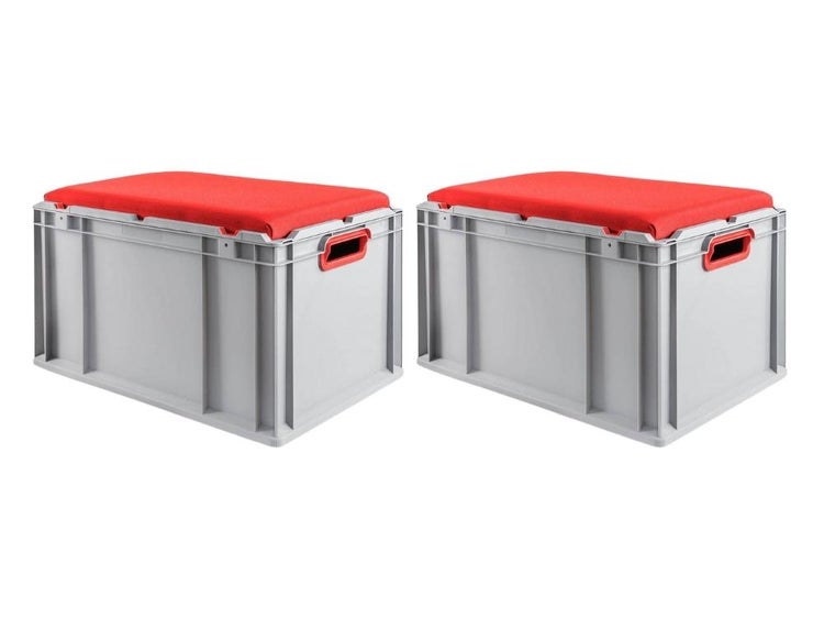 PROREGAL SparSet 2 x Eurobox NextGen Seat Box Rot HxBxT 36,5 x 40 x 60 cm 65 Liter Griffe Offen Eurobehälter Sitzbox Transportbox