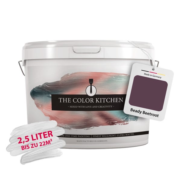 Wandfarbe The Color Kitchen Beady Beetroot, ultra matt, 2,5 Liter für bis zu 22 Quadratmeter.