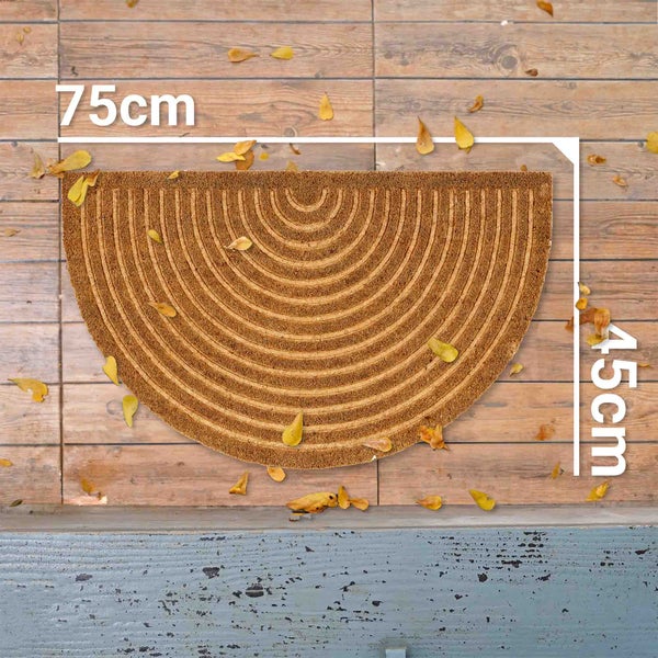 Halbrunde Fußmatte aus Kokosfaser, 75 x 45 cm, mit Maßenangabe