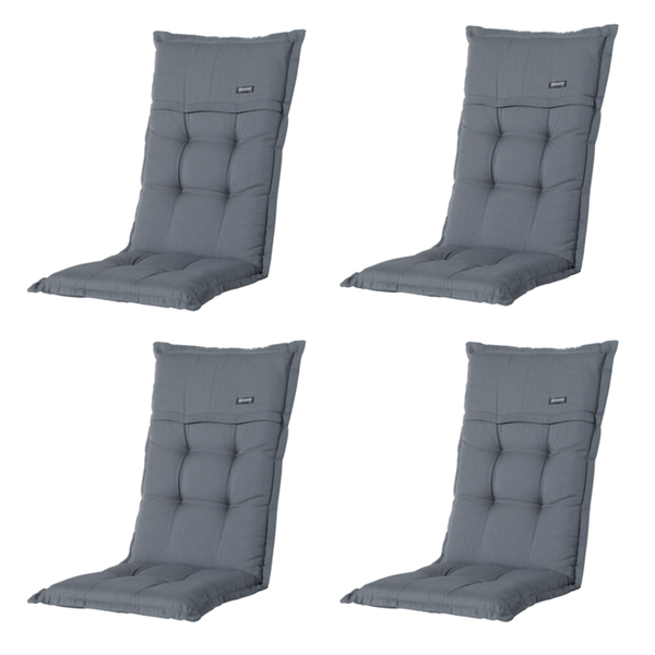 Hochlehnerauflage Rib grau - Ca. 123x50 cm - 4er-Set