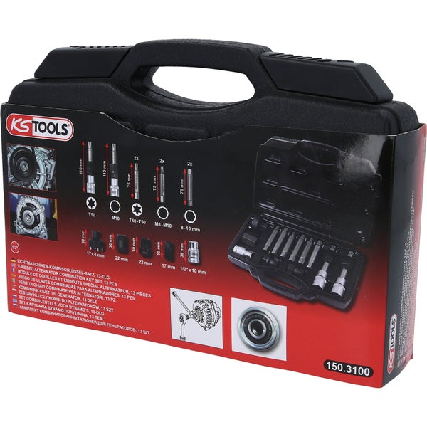 KS Tools Lichtmaschinen-Kombischlüssel-Satz, 13-teilig in einem schwarzen Koffer