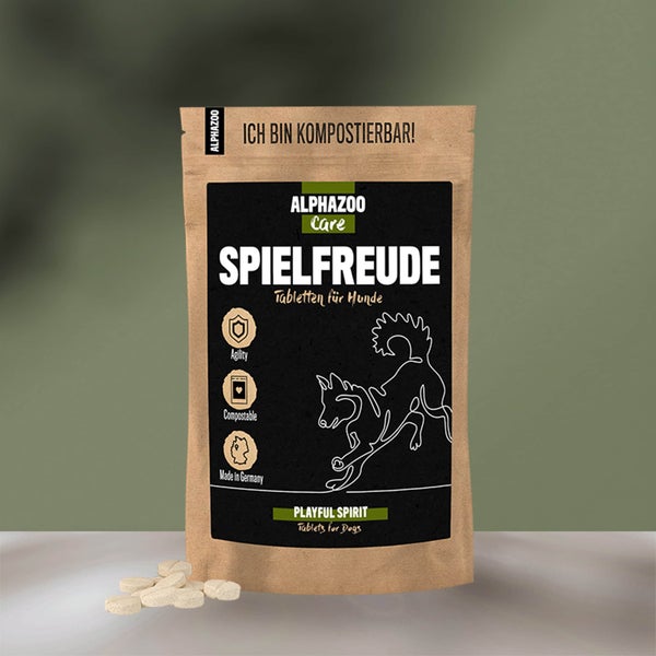 ALPHAZOO Spielfreude Tabletten 180g für Hunde I Bewegungsfreude und Agility Tabs