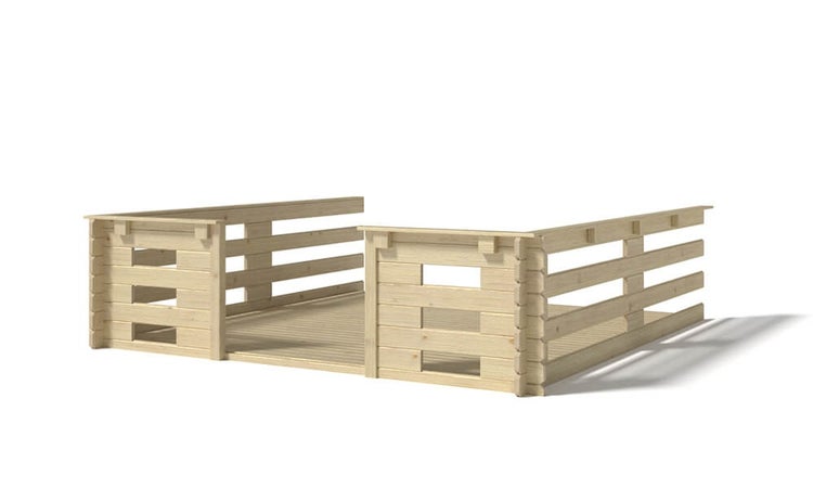 Veranda zum Gartenhaus 3x3 m - Farbe Holz