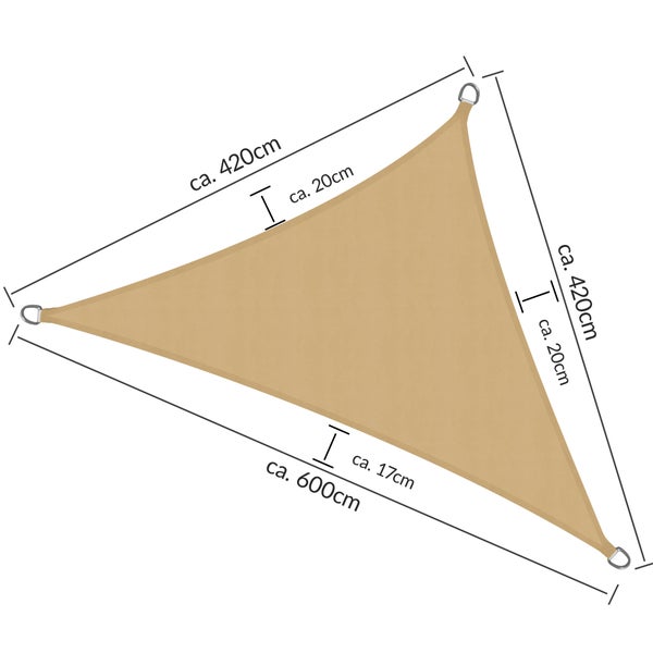 SolVision PS9 Sonnensegel 420x420x600cm dreieckig Sand PE