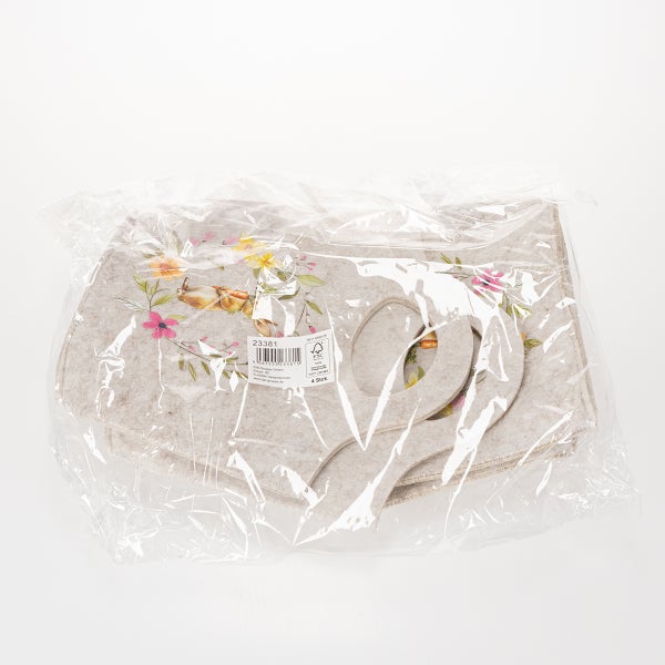 Filz-Tischset mit Blumenmuster, 4 Stück, verpackt