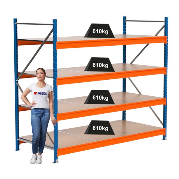 Regal mit vier Ebenen, Belastbarkeit 610 Kilogramm pro Ebene