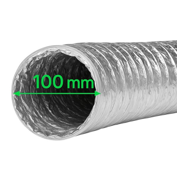 Aluflexrohr 100mm – 1 Meter flexibler Abluftschlauch für Growboxen, Klimageräte & mehr – Feuergeschützt, Robuste Aluminium-Innenbeschichtung, Extra Stabil & Langlebig