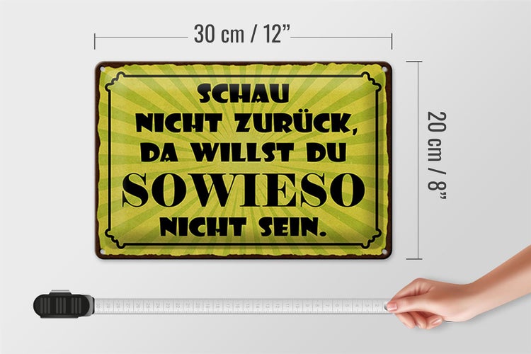 Blechschild Spruch 30x20cm schau nicht zurück