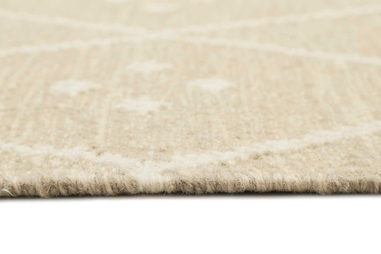 Kelim Teppich Beige Creme meliert aus Wolle Vermont Green Looop 200x290 cm