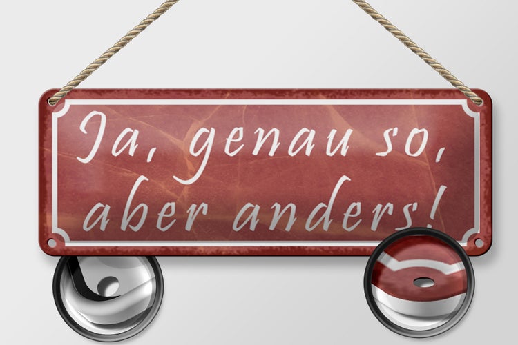 Blechschild Spruch 27x10cm Ja genau so aber anders Dekoration