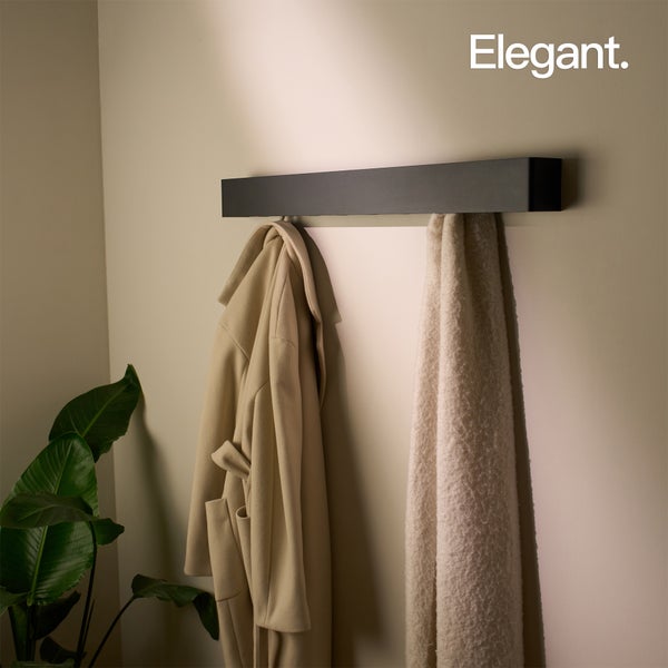 Designfabrik Hamburg Garderobe mit versteckten Haken  |  Wandgarderobe Schwarz 80 cm