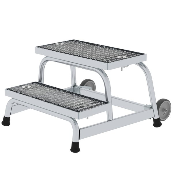 Rolltritt mit zwei Stufen und geriffelter Oberfläche