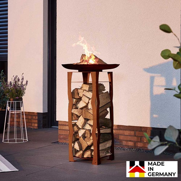 Home Deluxe - Rost Feuerschale - FRANK, Maße: 34 x 91 x 34 cm I Feuerkorb Feuerstelle Feuertonne