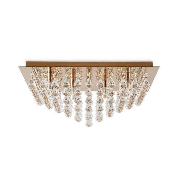 Lindby Deckenlampe Rimedia in Gold / Messing aus Metall (12 flammig, G9) - Kristall Deckenleuchte Lampe Wohnzimmerleuchte
