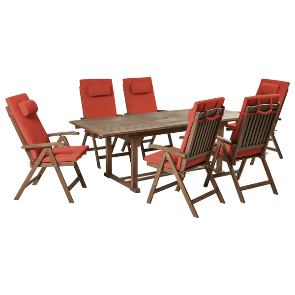 Gartenmöbel Set 6-Sitzer AMANTEA PREMIUM Akazienholz Rot