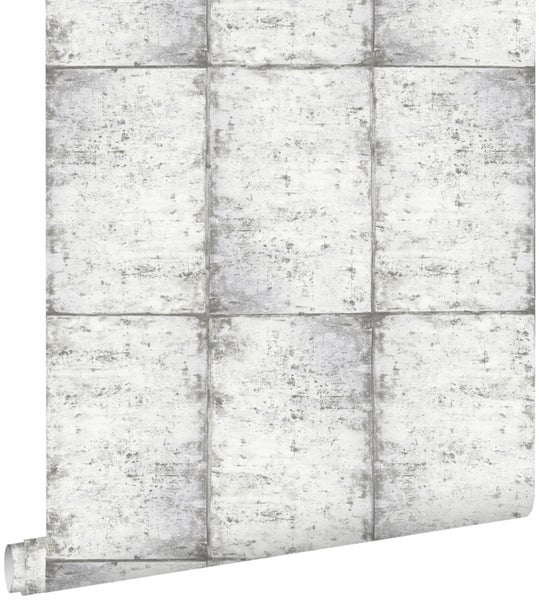 ESTAhome Tapete Zinkplatten Hellgrau - 53 cm x 10.05 m - 138877