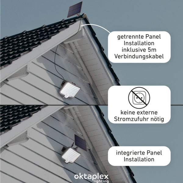 LED Solarstrahler warmweiß 3000K mit Bewegungsmelder mit 3 Modi Außenleuchte IP44 anthrazit