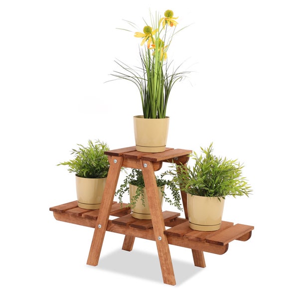 Blumenständer FLORACK HxBxT 45x74x25cm 3 Ablagen Kieferholz Braun