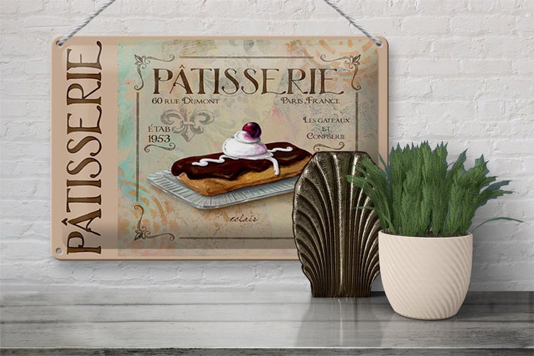 Blechschild Spruch 30x20cm Patisserie Paris eclair Kuchen