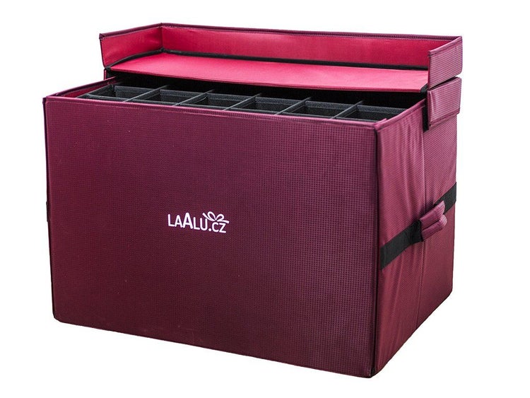 Aufbewahrungsbox aus Textil mit Deckel und Unterteilungen zur Organisation von Haushaltsgegenständen