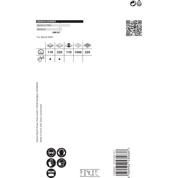 Bosch Expert Produktinformationen mit technischen Details und Sicherheitsvorkehrungen