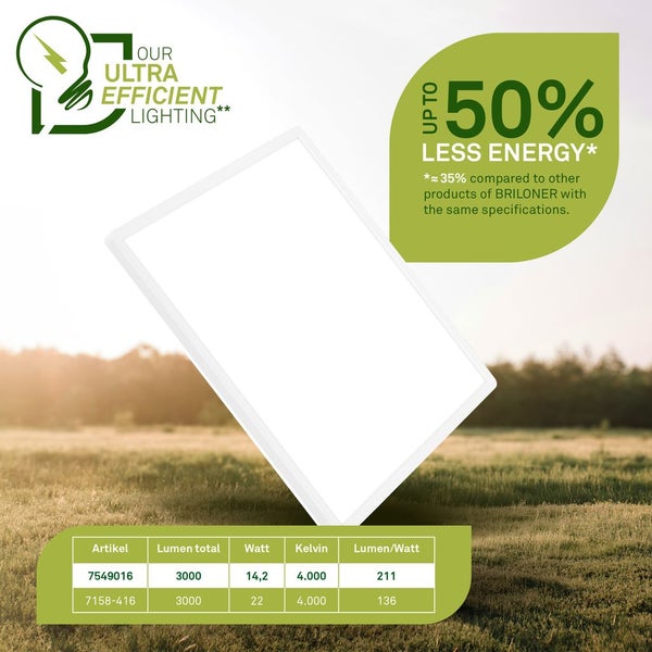 Briloner Lampe mit Energieeffizienz-Hinweis