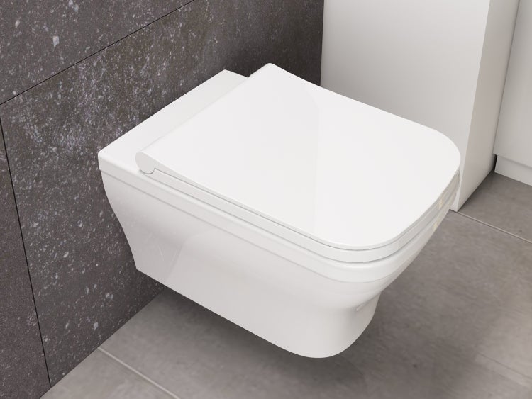 Aqua Bagno Design Hänge-Dusch-WC Silk – Spülrandlos – mit Bidetfunktion – Softclose-Sitz