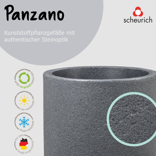 Scheurich Panzano 30, Pflanzgefäß/Blumentopf/Pflanzkübel, rund,  aus Kunststoff Farbe: Schwarz-Granit, 28,8 cm Durchmesser, 24,3 cm hoch, 14 l Vol.