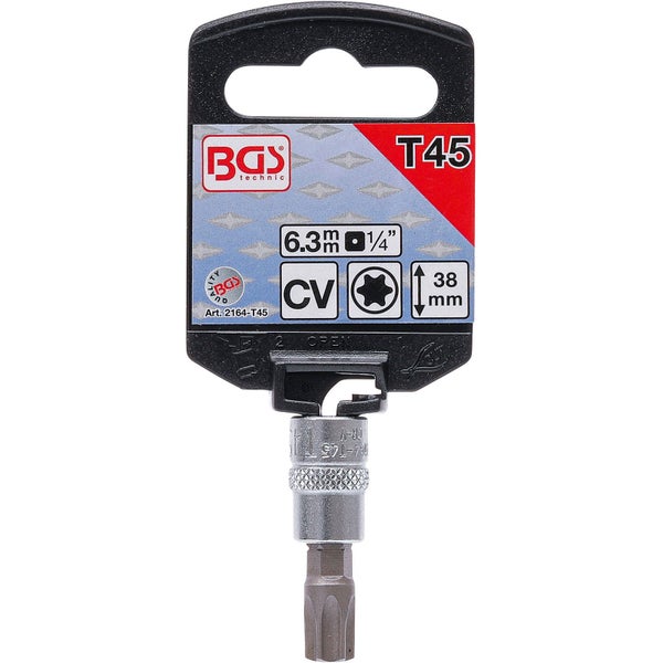 BGS Bit-Einsatz Antrieb Innenvierkant 6,3 mm (1/4) T-Profil (für Torx) T45 - 2164-T45