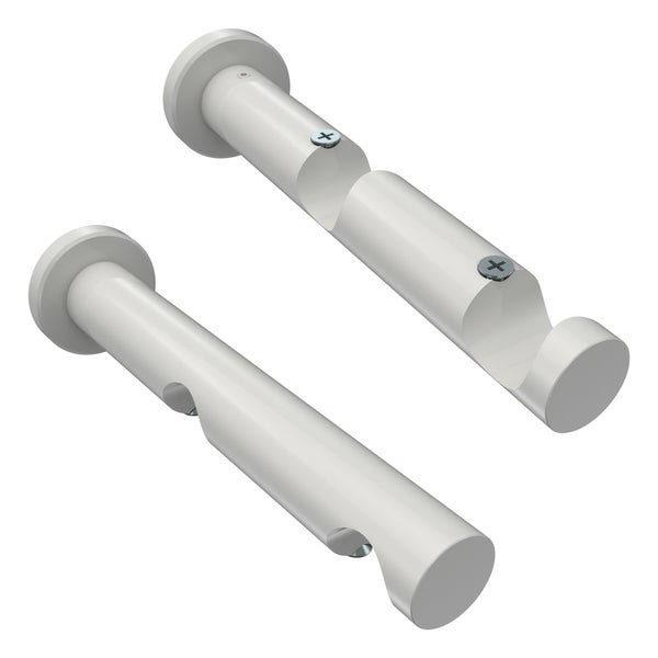 Zwei weiße Gardinenstangenhalter zur Wandmontage