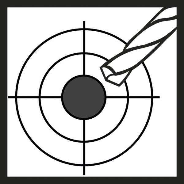 Symbol für präzises Bohren mit Bohrer und Zielscheibe
