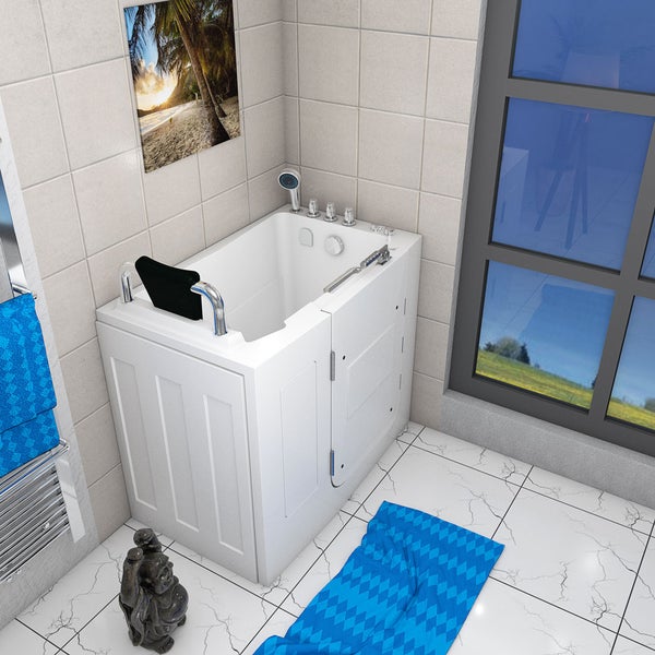 Sitzwanne Whirlpool Badewanne Tür S08WP-TH-C-L 110x68cm