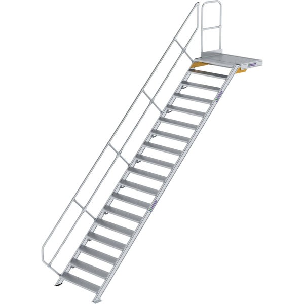 Günzburger Steigtechnik Treppe mit Plattform 45° Stufenbreite 1.000 mm 18 Stufen Aluminium geriffelt - 600478