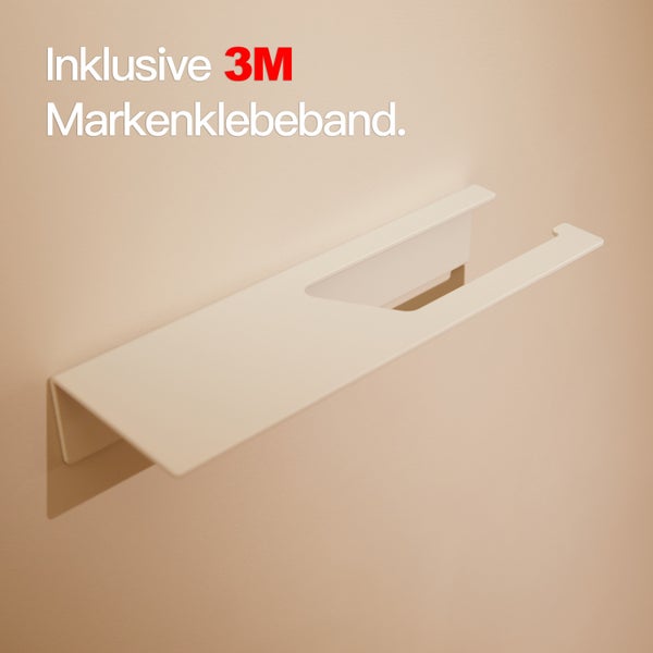 Designfabrik Hamburg Toilettenpapierhalter ohne Bohren Weiß mit Ablage 27cm