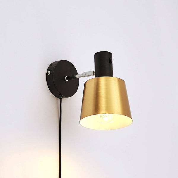 Lindby Wandleuchte, Wandlampe Innen Vlada (Skandinavisch) in Schwarz aus Metall (1 flammig E27) - Wandstrahler Wandbeleuchtung Schlafzimmer / Wohnzimmer Wohnzimmerleuchte
