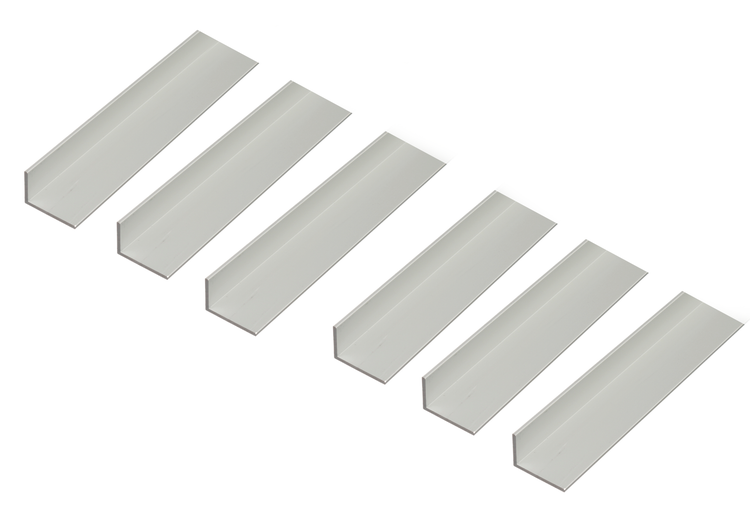 Sechs Aluminium Winkelprofile in L Form