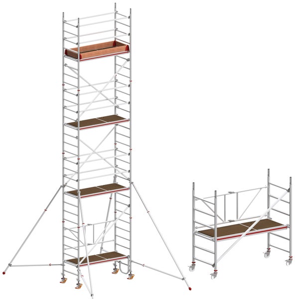 Rollgerüst mit Arbeitsbühnen und Werkzeugablage