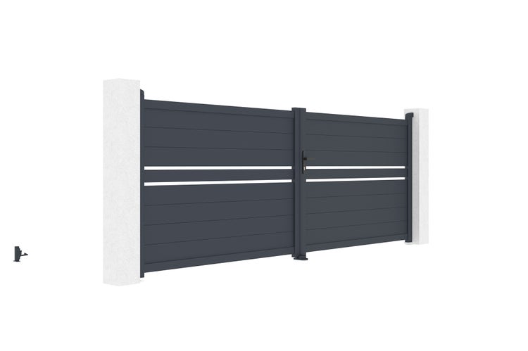 Flügeltor 4m CIMONE H.140 graues Aluminium