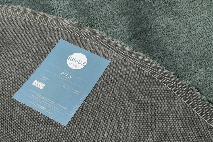 Teppich Rund Grün Grau Hochflor Pisa Homie Living 120 cm rund