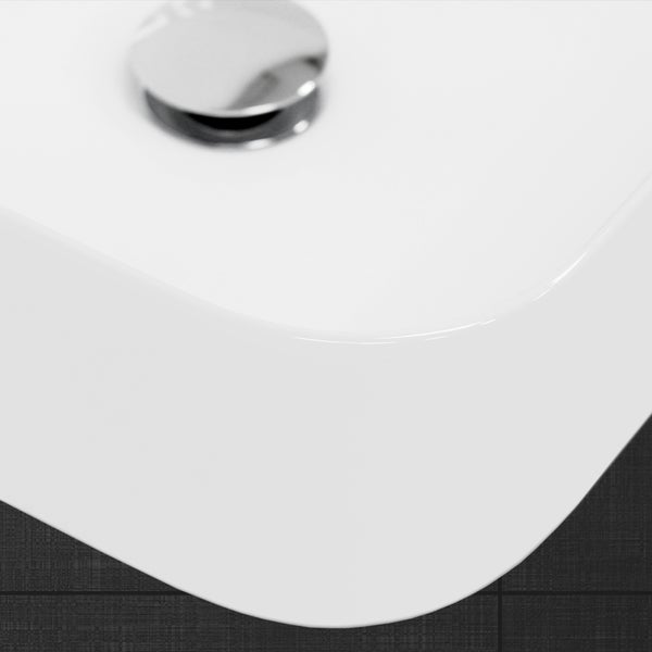 ECD Germany Design Waschbecken Waschtisch 480 x 380 x 140 mm aus Keramik Weiß - Aufsatzbecken Aufsatzwaschbecken Handwaschbecken Aufsatzwaschtisch Spülbecken Wasserfall Waschschale Waschschüssel