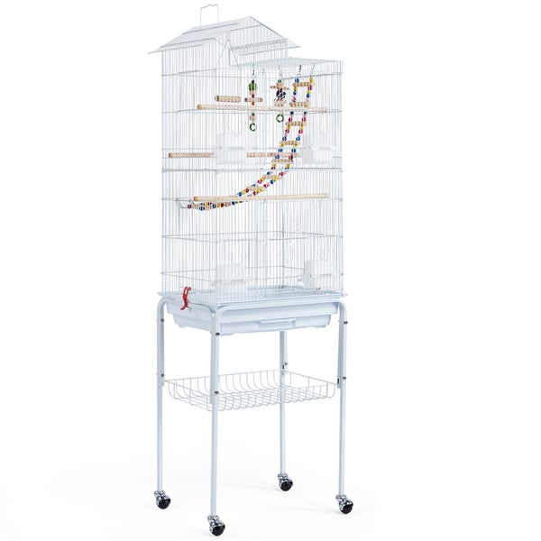 Vogelkäfig mit Ständer, Sitzstangen und Spielzeug