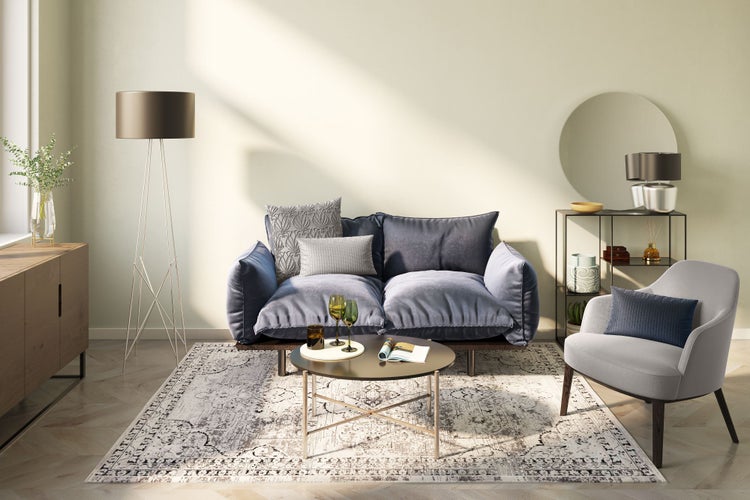 Weicher bedruckter Wohnzimmerteppich Cecilia Creme 70x140 cm