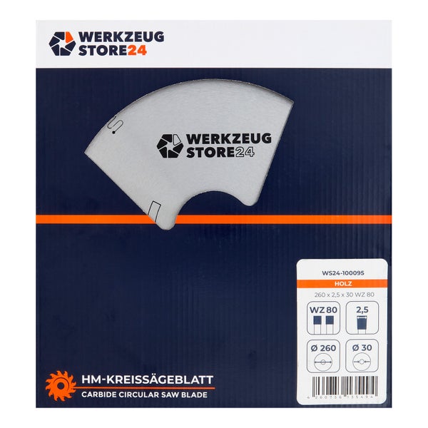 WS24 HM Kreissägeblatt Holz 260 x 2,5 x 30 WZ 80 - WS24-100095