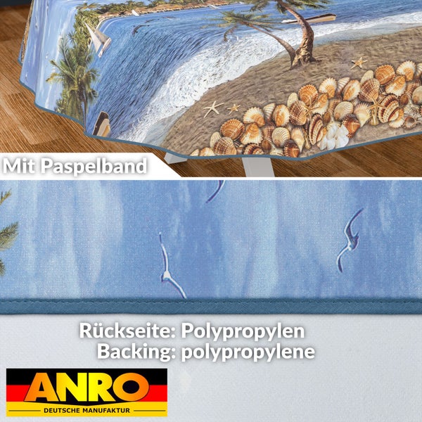 Tischdecke mit Strandmotiv und Paspelband