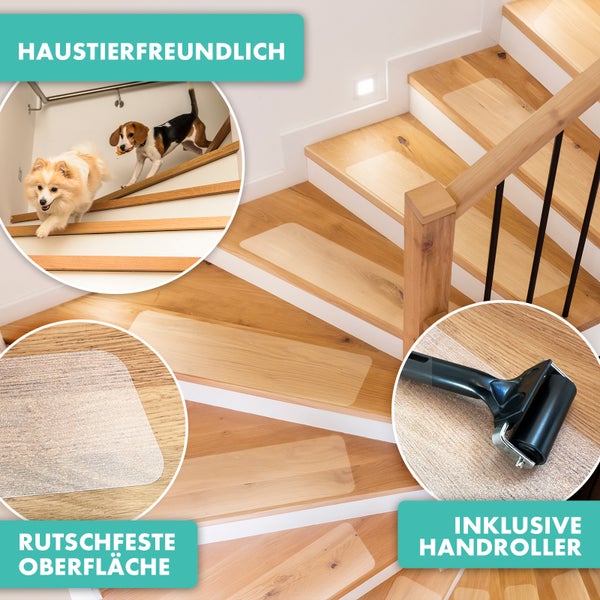 FLOORDIREKT Antirutschstreifen - für Treppenstufen - Selbstklebend - Henri - 10 x 60 cm - 15 Stück